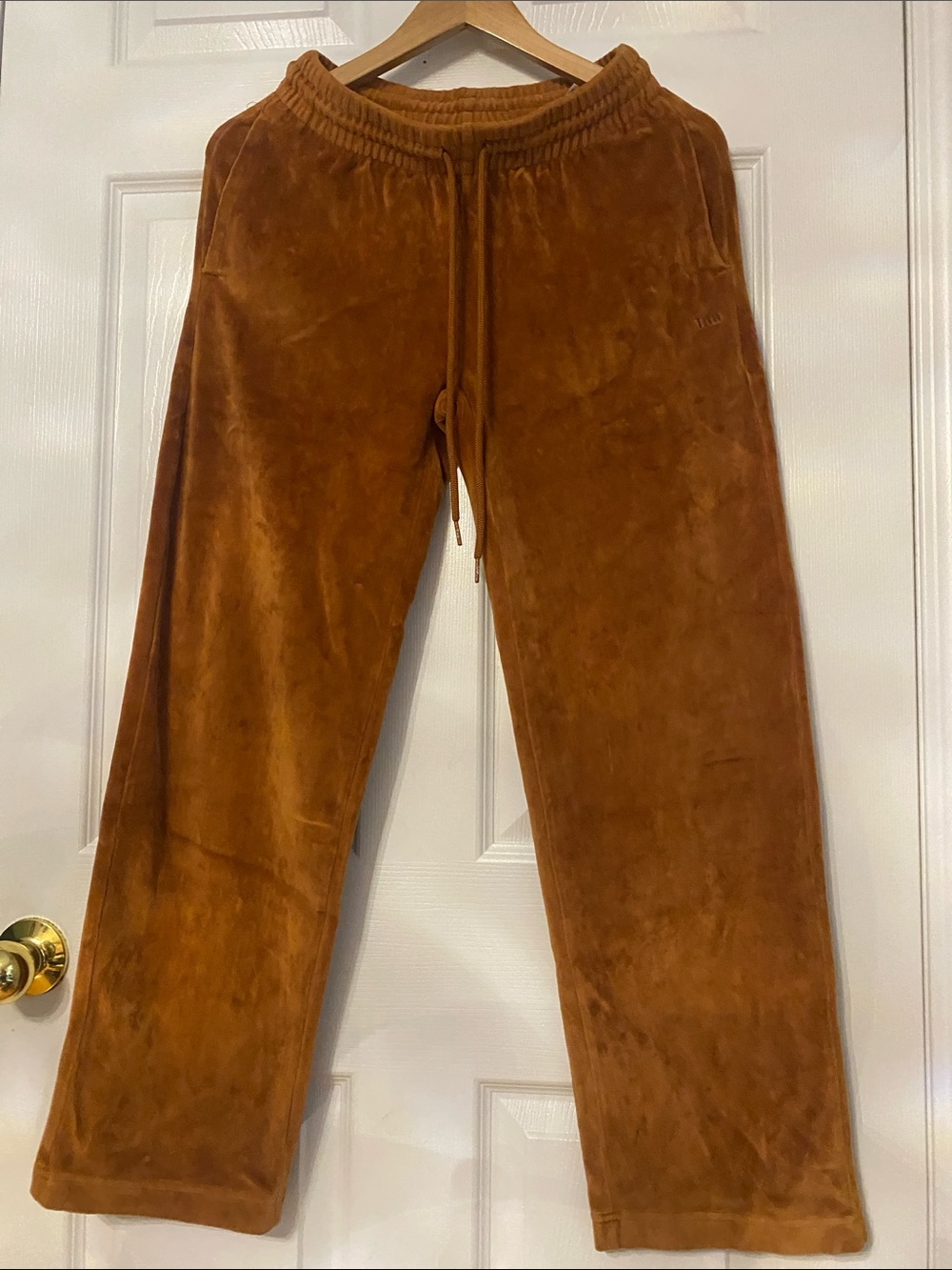 TNA Straight Leg Velour Pants in Rust Brown#12